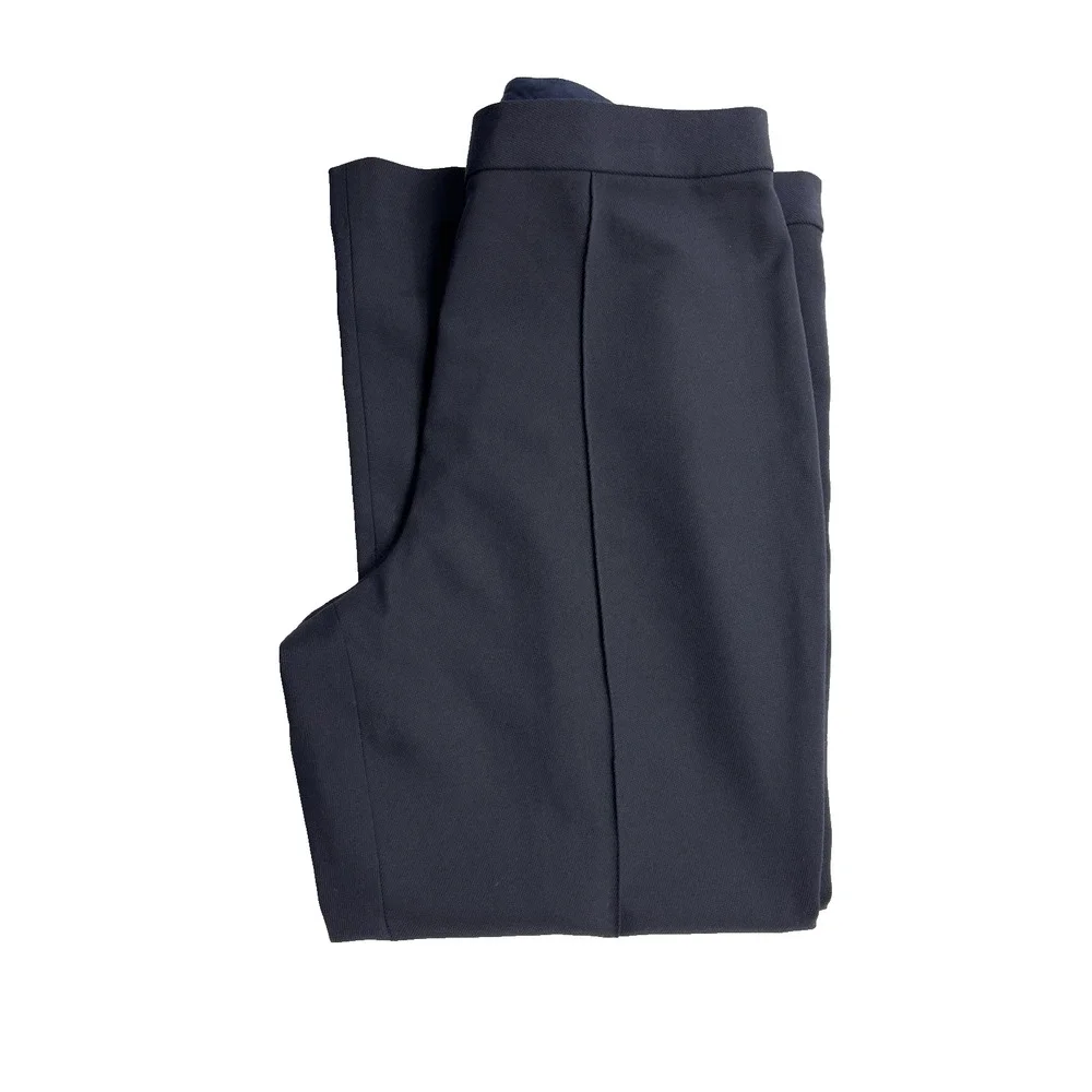 Tory Burch Twill Khaki Pant Navy Front Zip Pintuck Dress Pants Sz 18 Career NWT